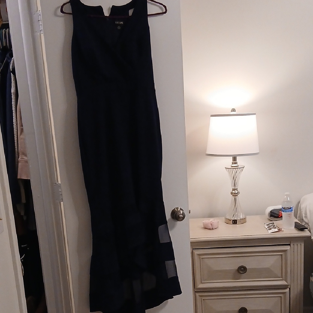 Xscape Navy Blue HI/ LOW Dress